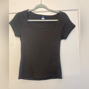 Old Navy Black Textured Short Sleeve Top